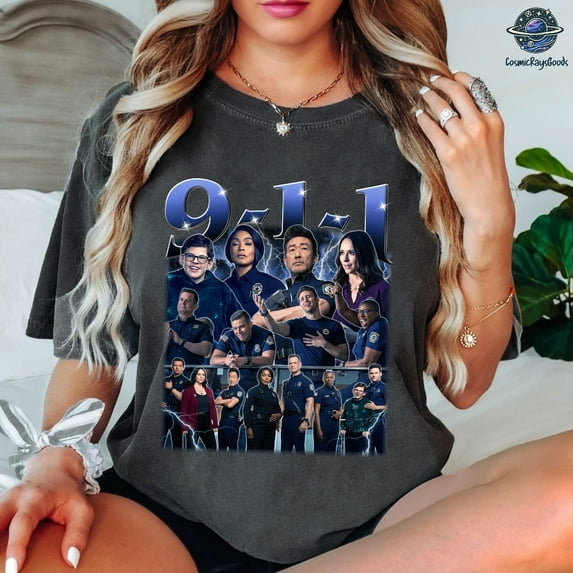 911 American TV Series T-Shirt, 9-1-1 TV Show Shirt, Evan Buckley, Bobby Nash,Dark Heather color,size 3XL