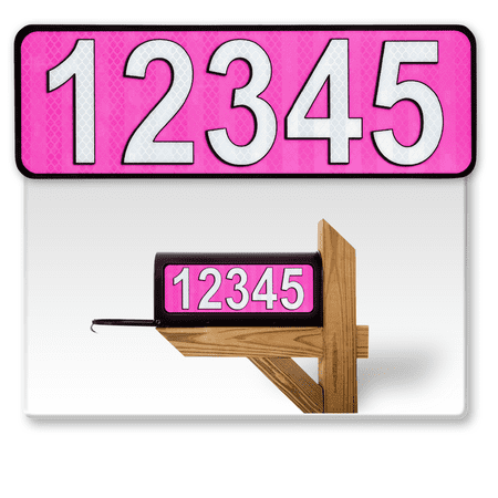 911 Customized Horizontal Mailbox Address Numbers Sticker Outdoor/Indoor, 1 Pack Super Reflective Easy Peel and Stick Numbers/Letters Vinyl Stickers (3x10", Pink)