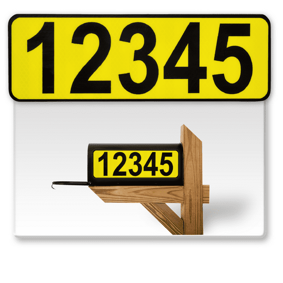 911 Customized Horizontal Mailbox Address Numbers Sticker Outdoor/Indoor, 1 Pack Super Reflective Easy Peel and Stick Numbers/Letters Vinyl Stickers (3x10", Yellow)