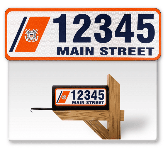 911 Customized Horizontal Mailbox Address Numbers Sticker Outdoor/Indoor, 1 Pack Super Reflective Easy Peel and Stick Numbers/Letters Vinyl Stickers (4x15", Coast Guard)