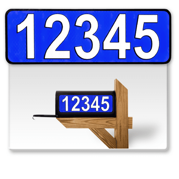 911 Customized Horizontal Mailbox Address Numbers Sticker Outdoor/Indoor, 1 Pack Super Reflective Easy Peel and Stick Numbers/Letters Vinyl Stickers (4x15", Blue)