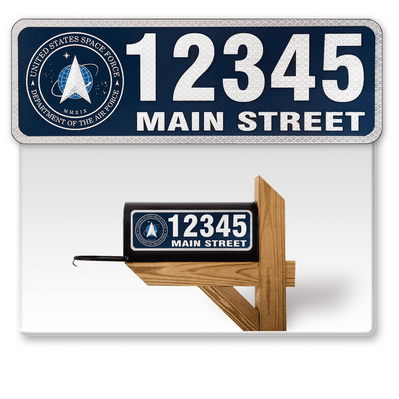 911 Customized Horizontal Mailbox Address Numbers Sticker Outdoor/Indoor, 1 Pack Super Reflective Easy Peel and Stick Numbers/Letters Vinyl Stickers (5x18", Space Force)