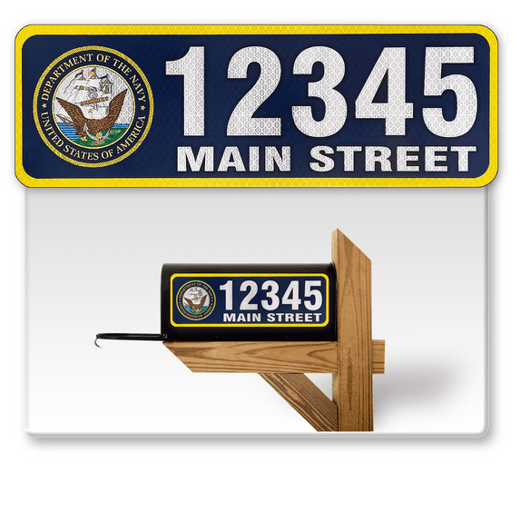 911 Customized Horizontal Mailbox Address Numbers Sticker Outdoor/Indoor, 1 Pack Super Reflective Easy Peel and Stick Numbers/Letters Vinyl Stickers (5x18", Navy)