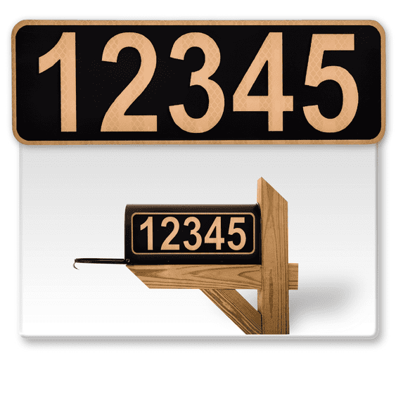 911 Customized Horizontal Mailbox Address Numbers Sticker Outdoor/Indoor, 2 Pack Super Reflective Easy Peel and Stick Numbers/Letters Vinyl Stickers (3x10", Bronze)