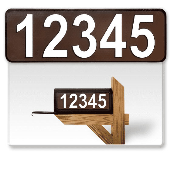 911 Customized Horizontal Mailbox Address Numbers Sticker Outdoor/Indoor, 2 Pack Super Reflective Easy Peel and Stick Numbers/Letters Vinyl Stickers (3x10", Brown)