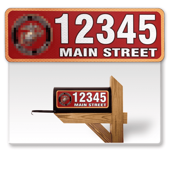 911 Customized Horizontal Mailbox Address Numbers Sticker Outdoor/Indoor, 2 Pack Super Reflective Easy Peel and Stick Numbers/Letters Vinyl Stickers (4x15", Marines)