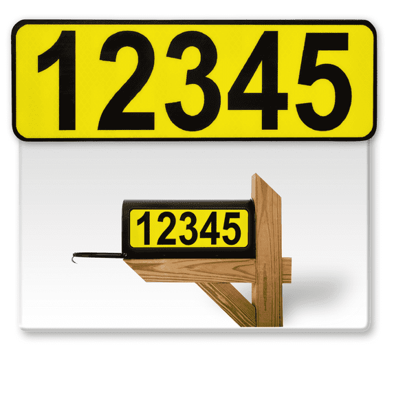 911 Customized Horizontal Mailbox Address Numbers Sticker Outdoor/Indoor, 2 Pack Super Reflective Easy Peel and Stick Numbers/Letters Vinyl Stickers (5x18", Yellow)