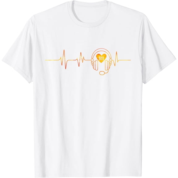 911 Dispatcher Heartbeat - Police Emergency Response T-Shirt100% cotton