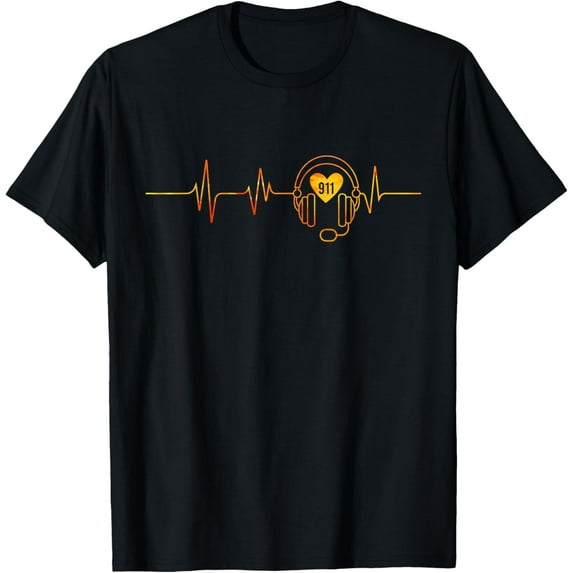 911 Dispatcher Heartbeat - Police Emergency Response T-Shirt