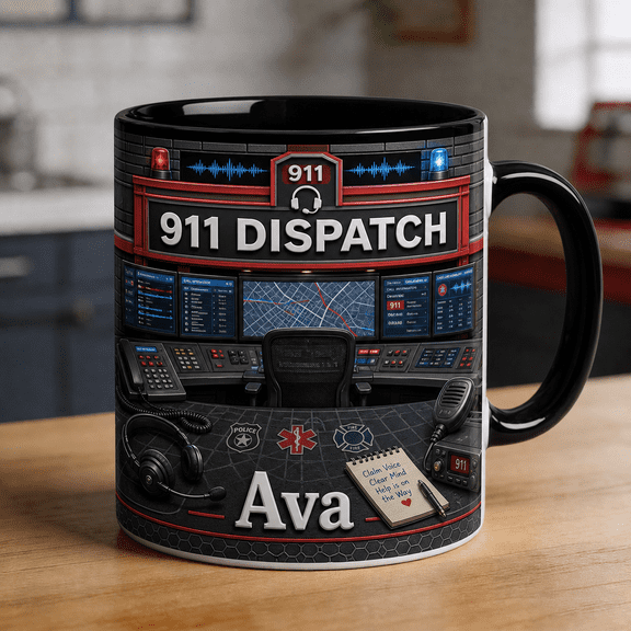 911 Dispatcher Ceramic Mugs Personalized Emergency Call Center Gift