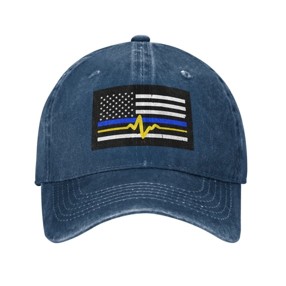 911 Dispatcher - Thin Blue Gold Line Flag Cowboy Hat Baseball Hat Trucker Hat For Men Women Retro Denim Hats Baseball Cap Dad Hat