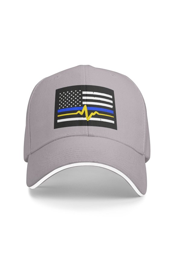 911 Dispatcher - Thin Blue Gold Line Flag Men Women Sandwich Cap Classic Baseball Capunisex Adjustable Casquette Dad Hat