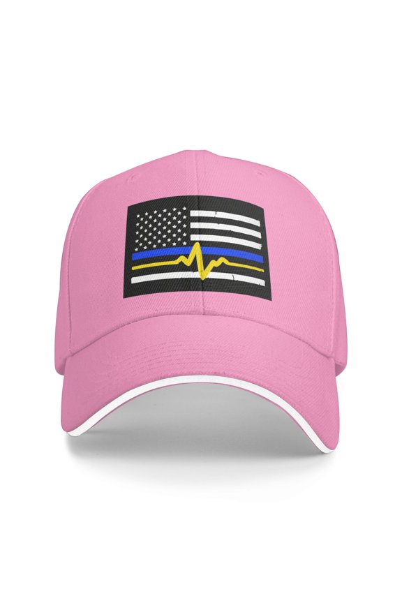 911 Dispatcher - Thin Blue Gold Line Flag Unisex Adult Baseball Caps Adjustable Casquette Dad Hat Sandwich Cap Outdoors Headwear