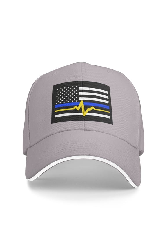 911 Dispatcher - Thin Blue Gold Line Flag Unisex Adult Baseball Caps Adjustable Casquette Dad Hat Sandwich Cap Outdoors Headwear