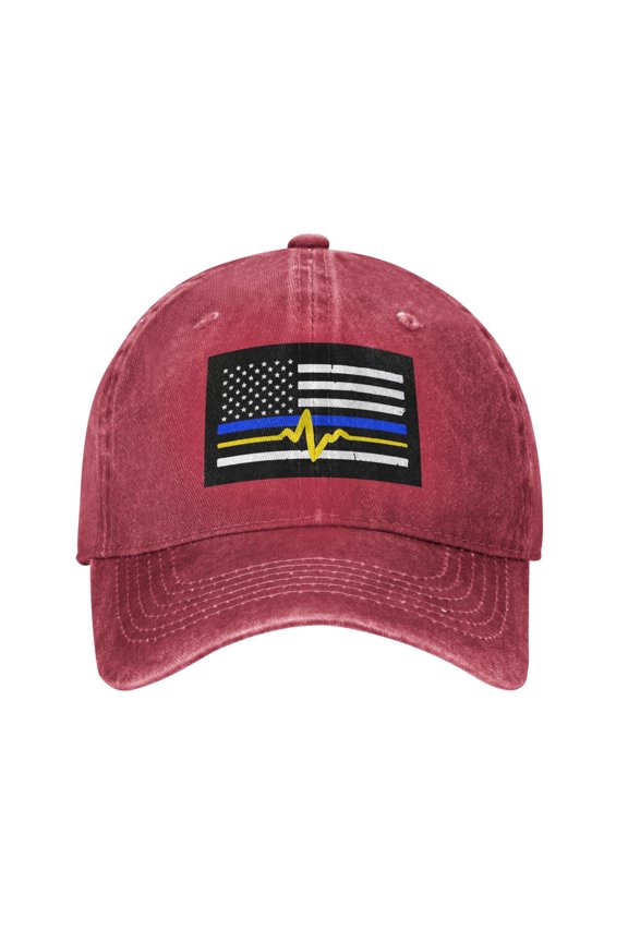 911 Dispatcher - Thin Blue Gold Line Flag Cowboy Hat Baseball Hat Trucker Hat For Men Women Retro Denim Hats Baseball Cap Dad Hat