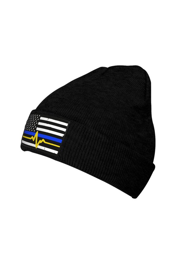 911 Dispatcher - Thin Blue Gold Line Flag Unisex Knitted Hats Fashionable Autumn And Winter Warm Beanie Knitted Hip-Hop Hat