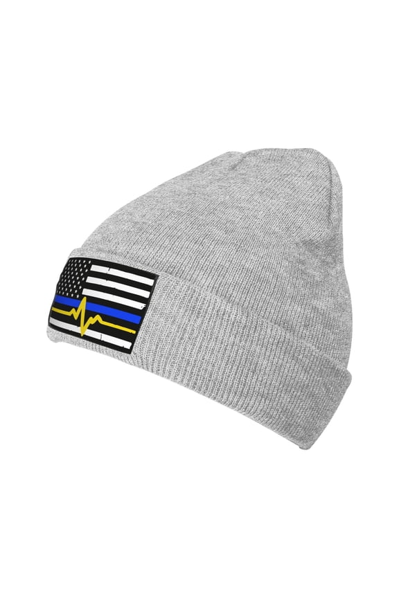 911 Dispatcher - Thin Blue Gold Line Flag Unisex Knitted Hats Fashionable Autumn And Winter Warm Beanie Knitted Hip-Hop Hat