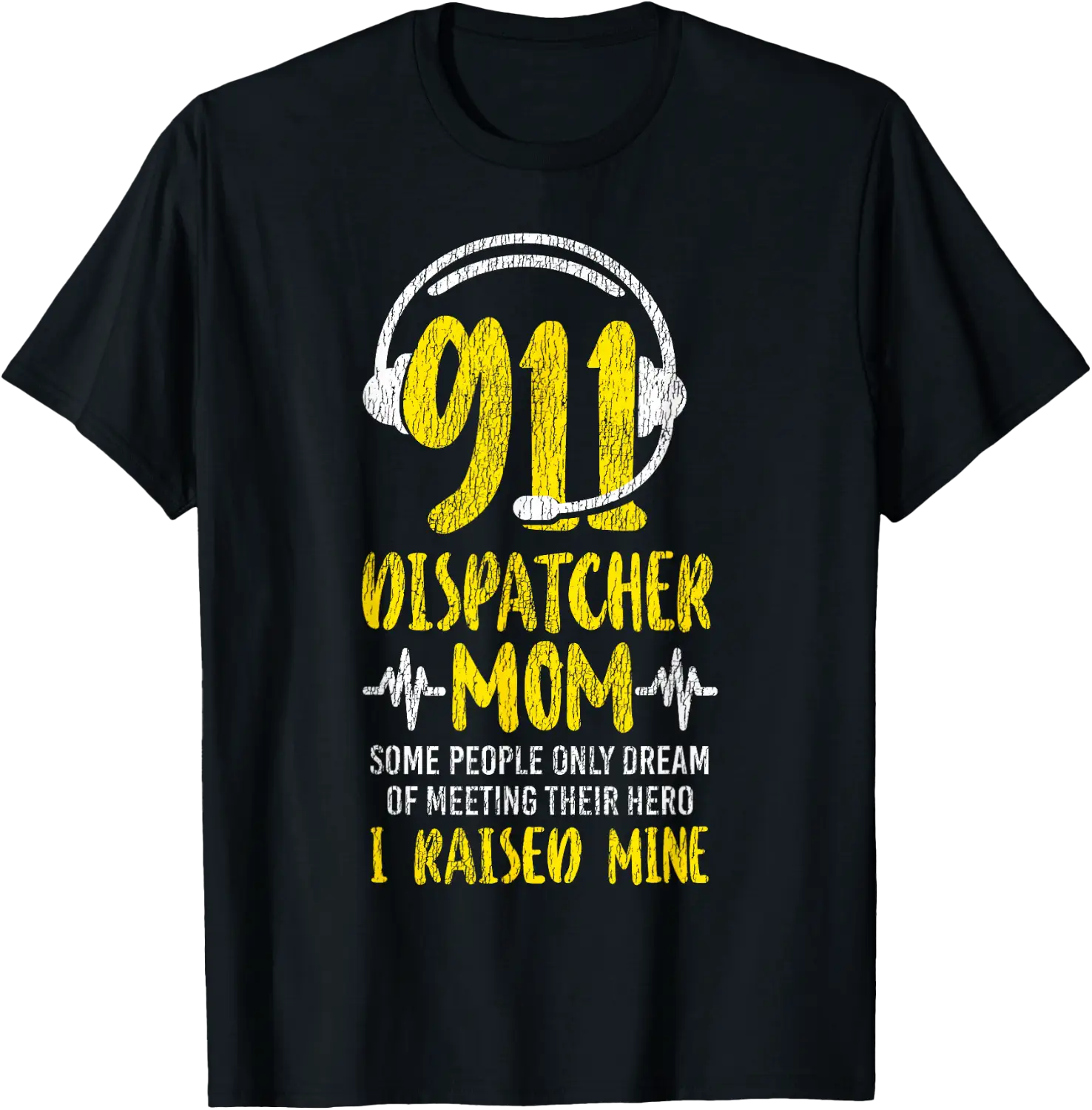 911 Dispatcher Thin Gold Yellow Line Mom 911 Graphic Design For ...