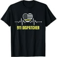 thumbnail image 1 of 911 Dispatcher Thin Yellow Line Dispatch US American Flag T-Shirt, 1 of 4