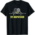 thumbnail image 1 of 911 Dispatcher Thin Yellow Line Dispatch US American Flag T-Shirt, 1 of 4