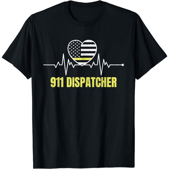911 Dispatcher Thin Yellow Line Dispatch US American Flag T-Shirt