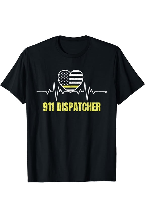 911 Dispatcher Thin Yellow Line Dispatch US American Flag T-Shirt