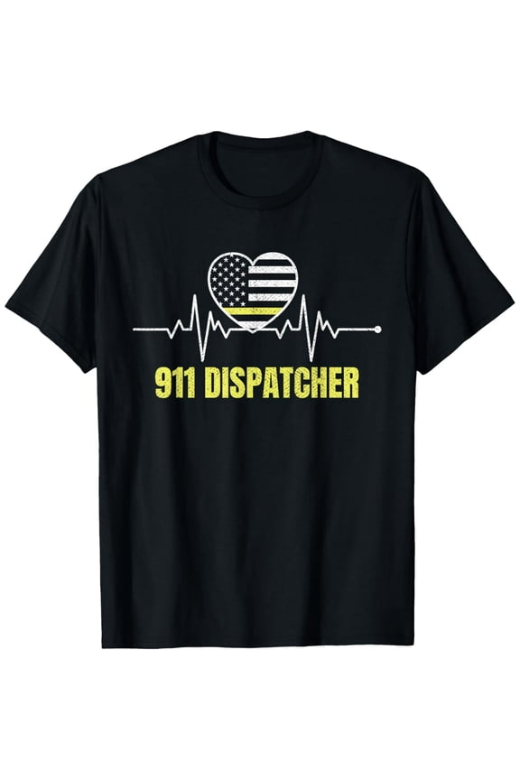 911 Dispatcher Thin Yellow Line Dispatch US American Flag T-Shirt