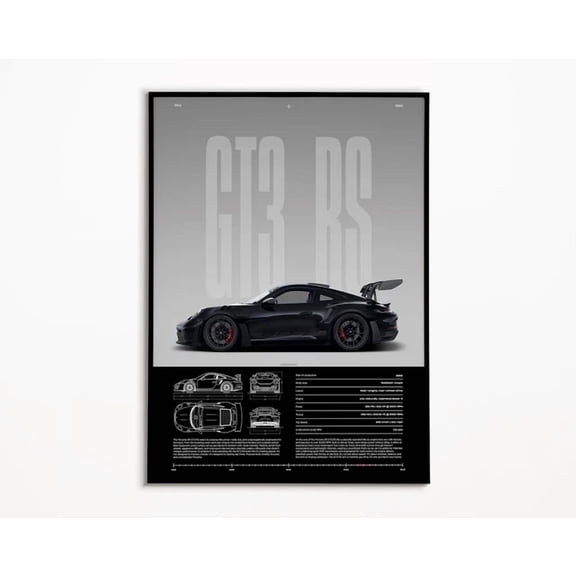 911 Gt3 Rs Poster Porsche Car Print Hyper Car Wall Art Home Decor Art