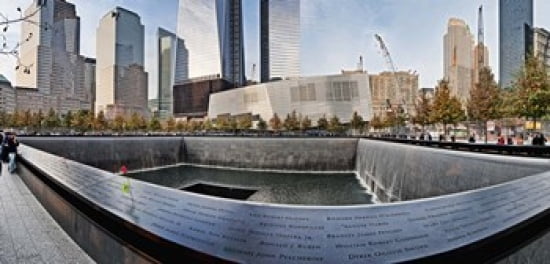 911 Memorial along side the South Tower Footprint Memorial New York City New York State USA 2011 Canvas Art - Panoramic Images (24 x 12)