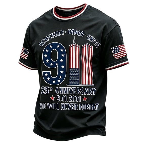 911 Never Forget Shirt 9/11 25th Anniversary Shirt Patriotic T-Shirt September 11 Memorial Tee Vintage American Flag Shirt