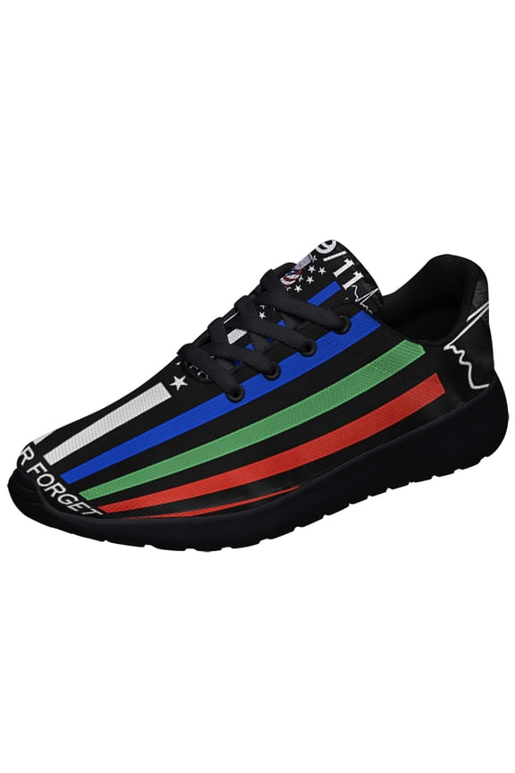 911 Patriot Day Thin Blue Red Green September 11 Never Forget Police Firefighter Military Shoes Sneakers Black Size 8