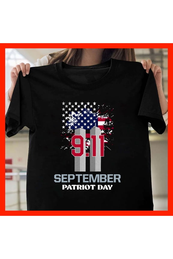 911 September Patriot Day T-Shirt - World Trade Center Memorial American Flag Tee T815, Softstyle for Unisex, Sizes S–5XL