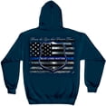 thumbnail image 1 of 911 Tribute 15 Year Anniversary Patriotic 8oz 50/50 Navy Hooded Sweat Shirt Large, 1 of 3