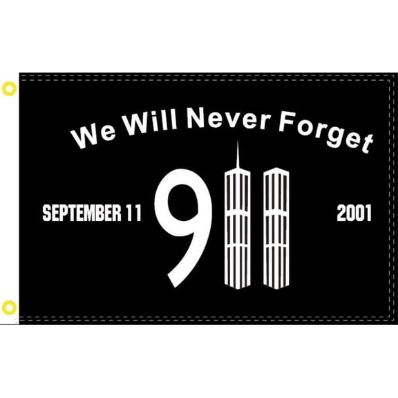 911 We Will Never Forget September 11 2001 Memorial USA 3X5 Flag Rough Tex 100D