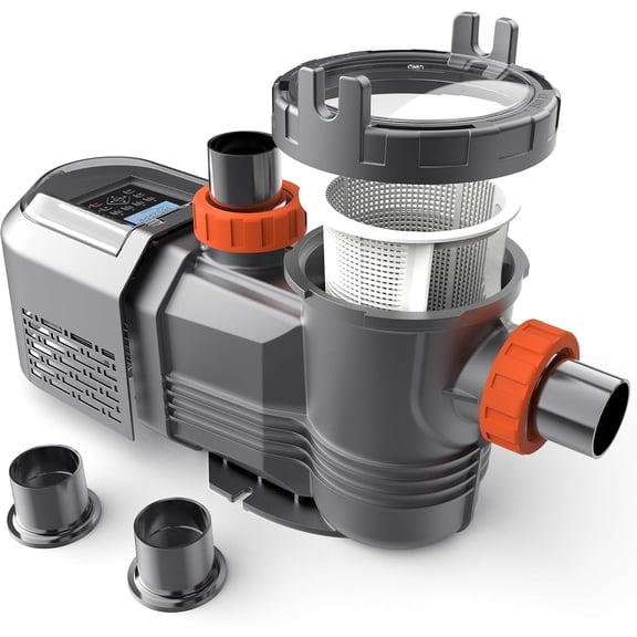 9114GPH Variable Speed Pool Pump with 1.8HP DC Motor for Above and In Ground Pool, Programmable Timer Pool Pump Inground with Removable Rain Cover, 220V, Large Filter Basket