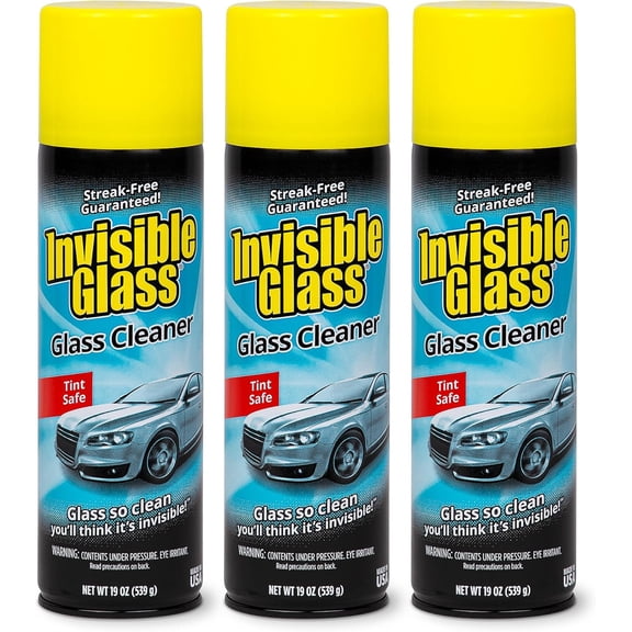91164-3PK Premium Aerosol Glass Cleaner Spray for Car Windshields and Windows, Automotive and Home Window Cleaner, Streak-Free, Ammonia-Free, Tint-Safe  19 oz (Pack of 3)