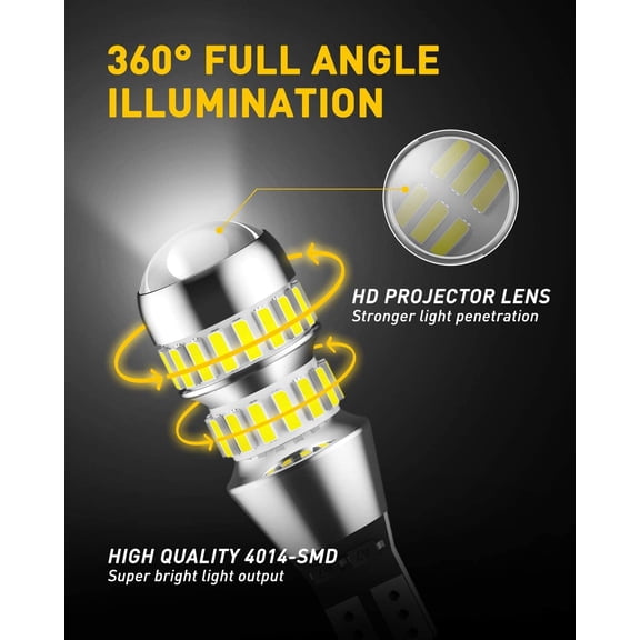 912 921 LED Bulbs for Backup Reverse Light Bulbs, 42-SMD 6000K Ultra Bright White, Non-polarity 906 W16W T15 921 LED Bulb Direct Back Up Parking Light Replacement Lamp, Pack of 2