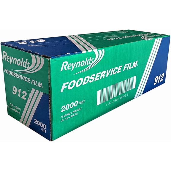 912 Foodservice Clear Plastic Wrap Film, 15 inch Width, 2000 Feet