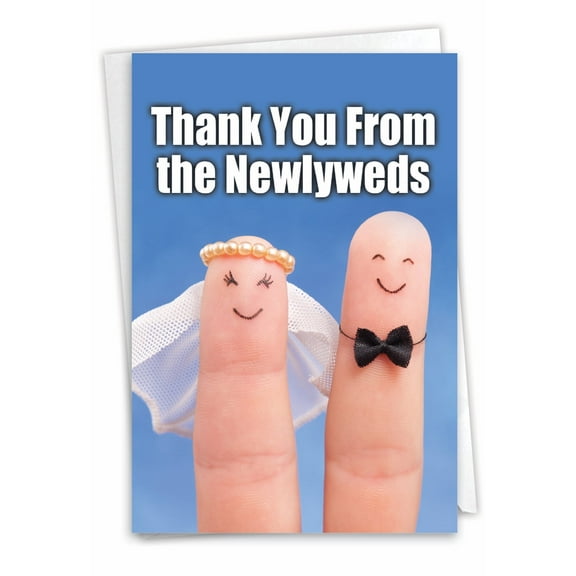 9121 Humor Thank You Greeting Card ' From The Newlyweds Humor Paper ' with Envelope by NobleWorks