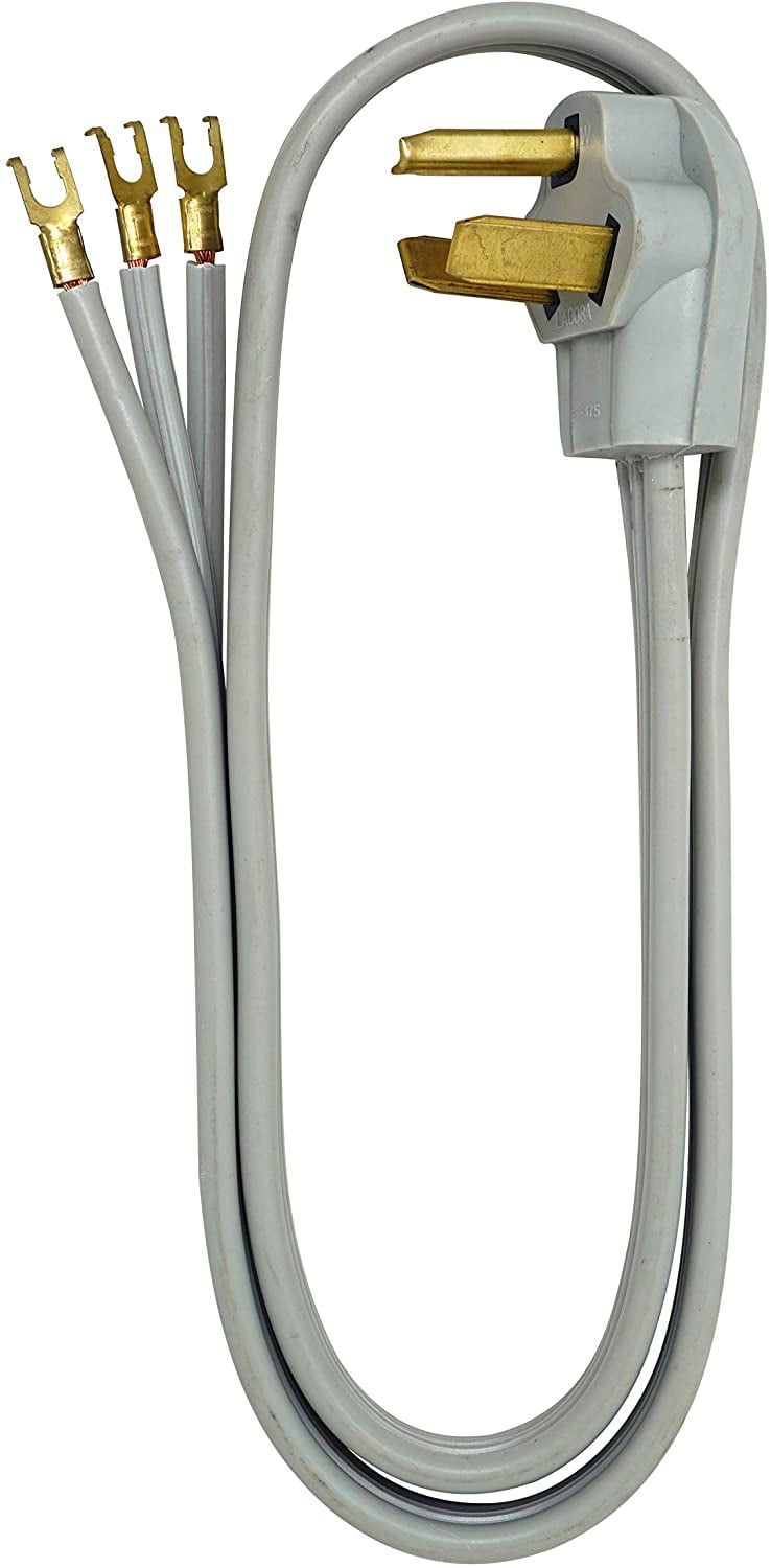 9124SW8809 Range Power Cord; 4Foot; 1/4Inch Flanged Terminals; Flat