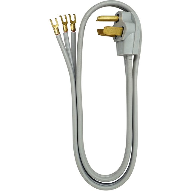 9124SW8809 Range Power Cord; 4Foot; 1/4Inch Flanged Terminals; Flat