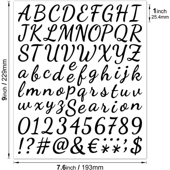 912PCS Handwriting Self Adhesive Vinyl Letters Numbers Kit - 1 Inch, 10 Black + 2 White Set