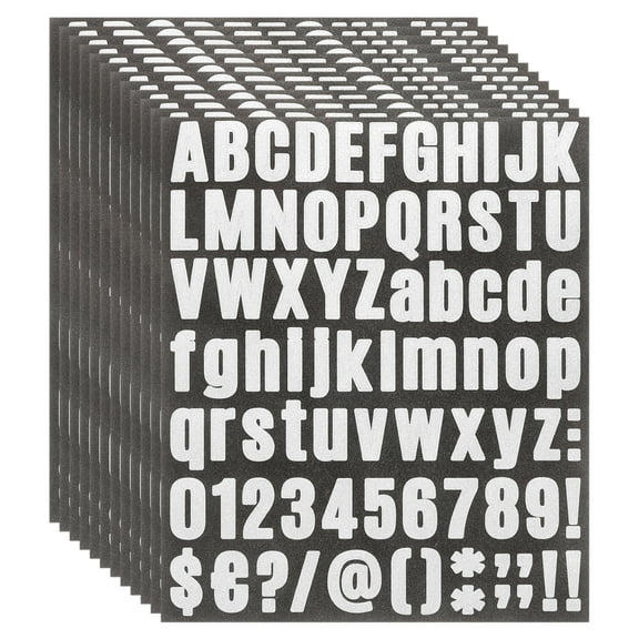 912Pack 12Sheet Glitter Letter Sticker Self-Adhesive Alphabet Sticker Silver Bold