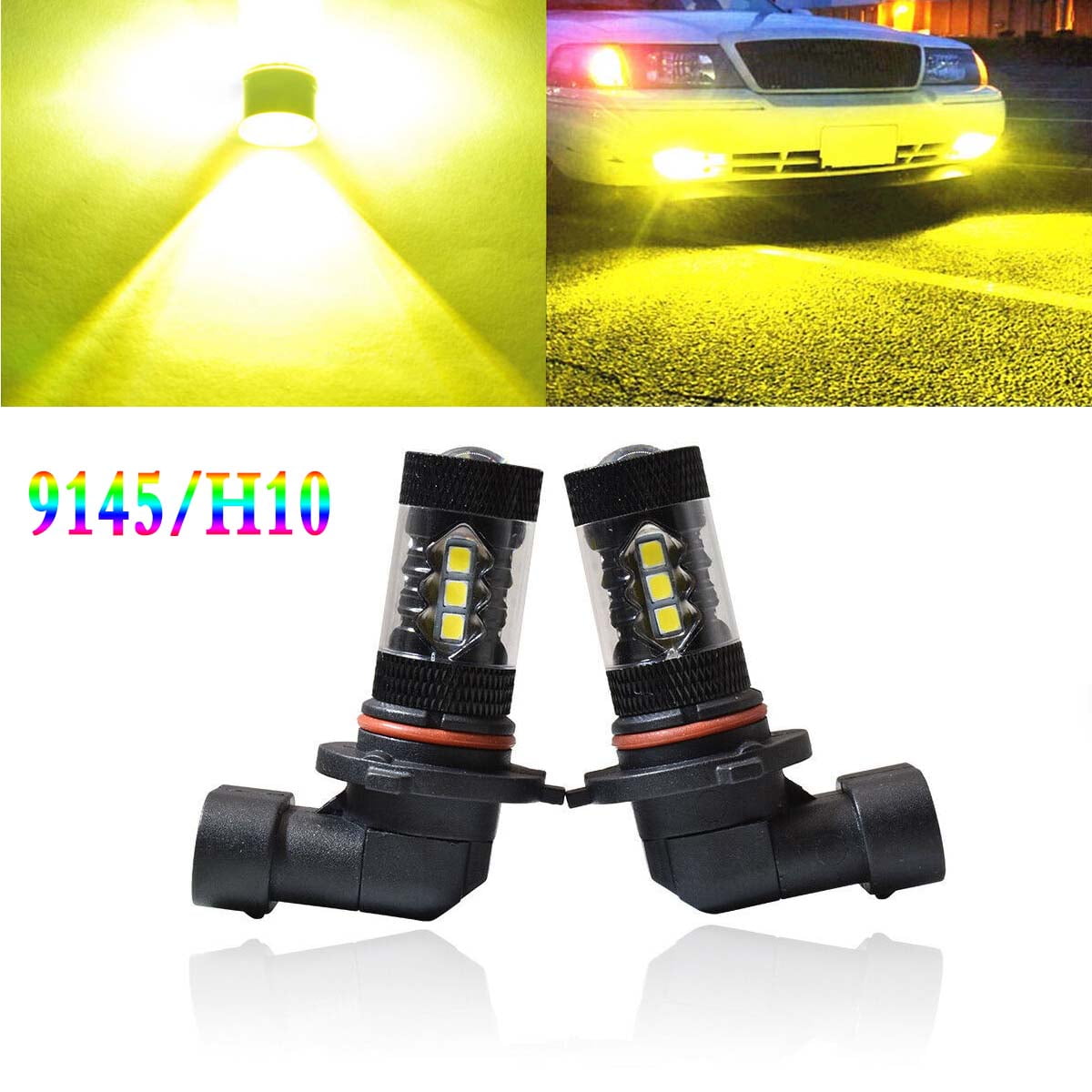 9145 80W Golden Yellow LED Fog Light Bulbs for Ford F-150 99