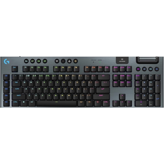 915 X Lightspeed Wireless Mechanical Gaming Keyboard, Double-Shot PBT Keycaps, Fully Programmable Keys, RGB Backlit Mac/PC Keyboards, Aluminum Finish, GL Linear Switches, Black