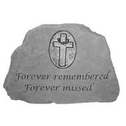 9155 Forever Remembered & Missed Memorial Stone with Oval Cross Personalized Insert