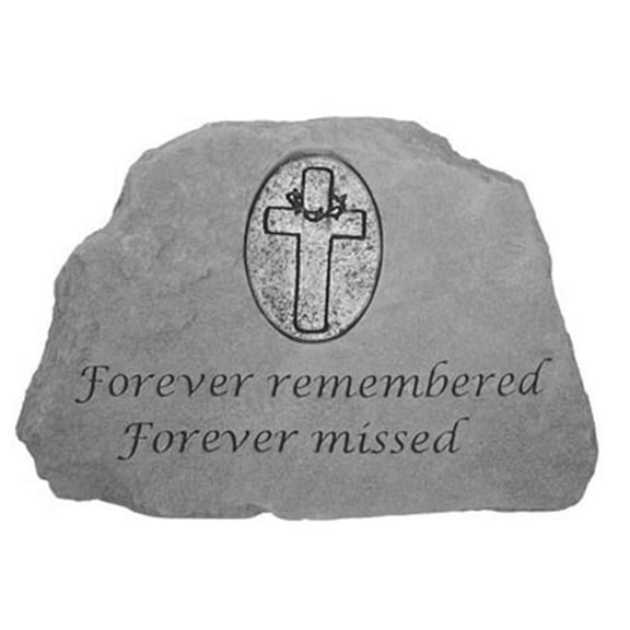9155 Forever Remembered & Missed Memorial Stone with Oval Cross Personalized Insert