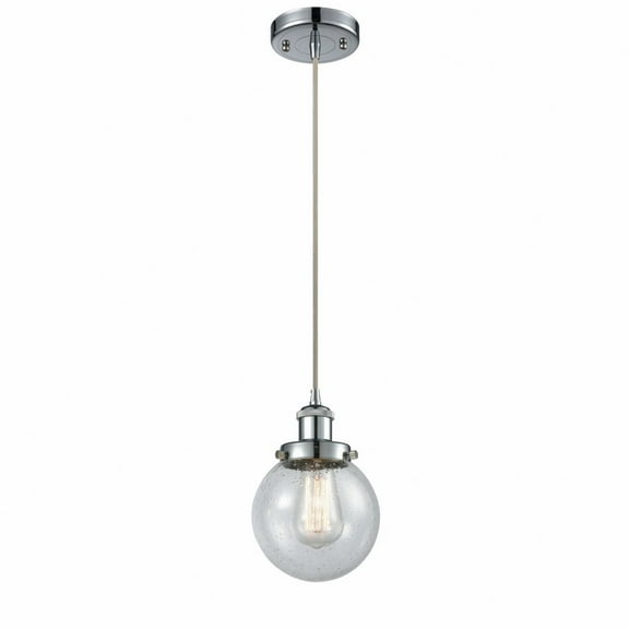 916-1P-PC-G204-6-Innovations Lighting-Beacon - 1 Light Cord Hung Mini Pendant In Modern Style-9 Inches Tall and 6 Inches Wide-Polished Chrome