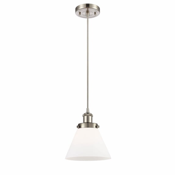 916-1P-SN-G41-Innovations Lighting-Cone - 1 Light Cord Hung Mini Pendant In Industrial Style-10 Inches Tall and 8 Inches Wide-Brushed Satin Nickel