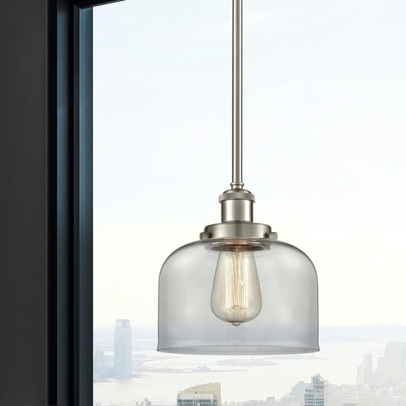 916-1S-SN-G72 Innovations Lighting Ballston Urban - 1 Light Bell Mini Pendant In IndustrialStyle-10 Inches Tall and 8 Inches Wide-Brushed Satin Nickel
